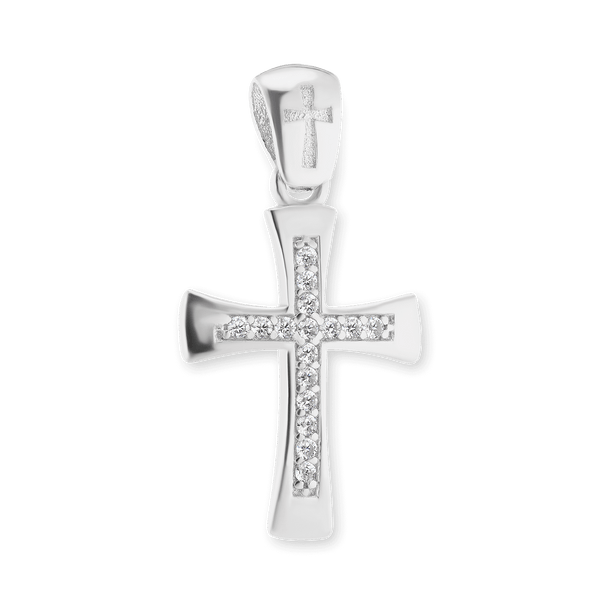ITI NYC Tapered Cross Pendant with Cubic Zirconia in Sterling Silver