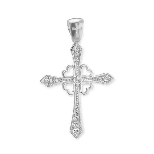 ITI NYC Clover Cross Pendant with Cubic Zirconia in Sterling Silver