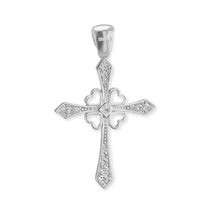 ITI NYC Clover Cross Pendant with Cubic Zirconia in Sterling Silver