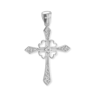 ITI NYC Clover Cross Pendant with Cubic Zirconia in Sterling Silver