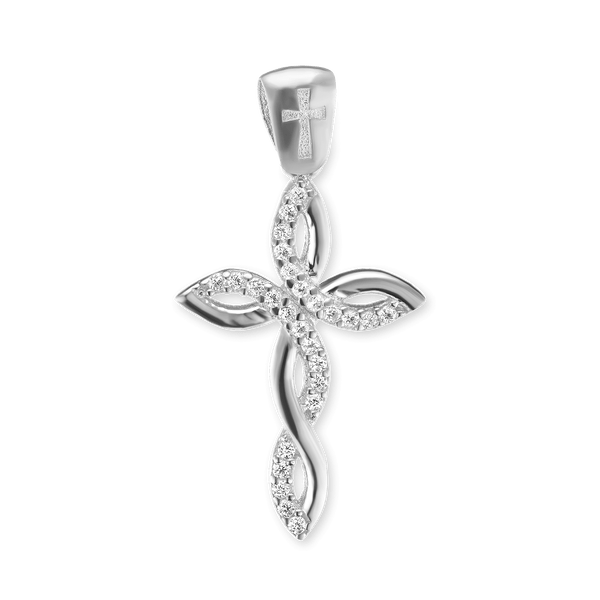 ITI NYC Eternity Cross Pendant with Cubic Zirconia in Sterling Silver