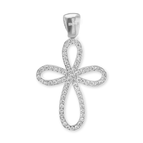 ITI NYC Eternity Cross Pendant with Cubic Zirconia in Sterling Silver