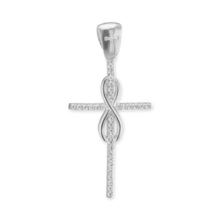ITI NYC Infinity Cross Pendant with Cubic Zirconia in Sterling Silver