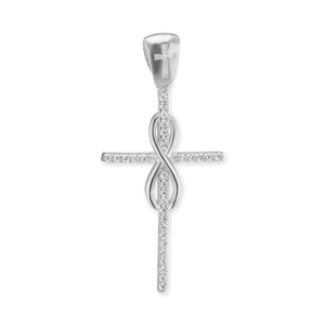 ITI NYC Infinity Cross Pendant with Cubic Zirconia in Sterling Silver