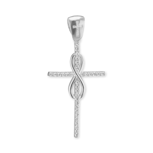 ITI NYC Infinity Cross Pendant with Cubic Zirconia in Sterling Silver