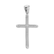 Load image into Gallery viewer, ITI NYC Classic Cross Pendant with Cubic Zirconia in Sterling Silver
