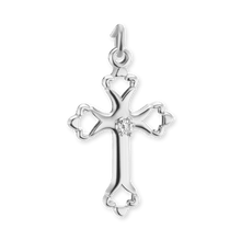 Load image into Gallery viewer, ITI NYC Budded Cross Pendant with Cubic Zirconia in Sterling Silver
