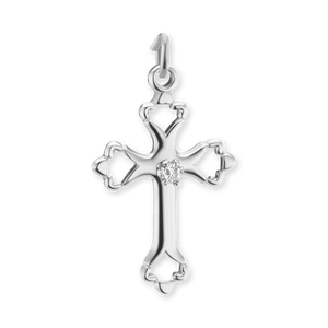 ITI NYC Budded Cross Pendant with Cubic Zirconia in Sterling Silver