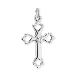 ITI NYC Budded Cross Pendant with Cubic Zirconia in Sterling Silver