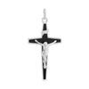 ITI NYC Tapered Crucifix Pendant with Black Enamel in Sterling Silver