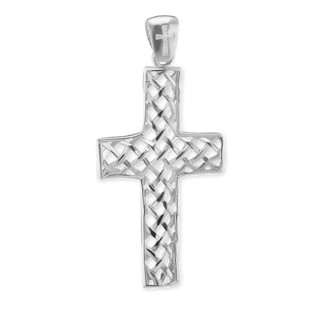 ITI NYC Basket Weave Cross Pendant in Sterling Silver
