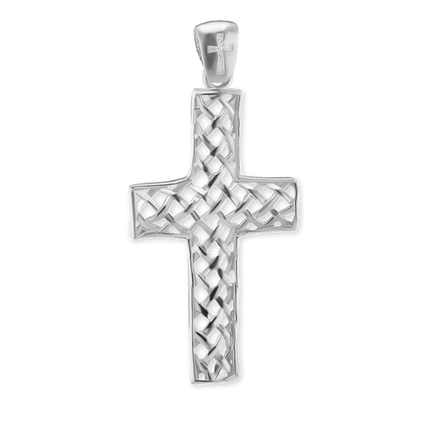 ITI NYC Basket Weave Cross Pendant in Sterling Silver