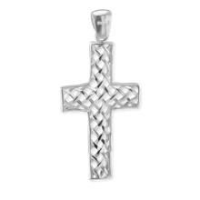 Load image into Gallery viewer, ITI NYC Basket Weave Cross Pendant in Sterling Silver
