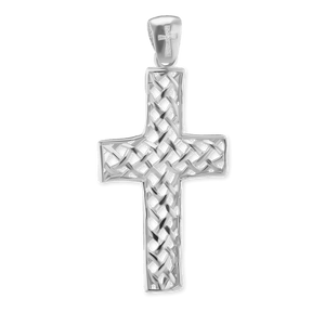 ITI NYC Basket Weave Cross Pendant in Sterling Silver