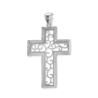 ITI NYC Filigree Scroll Cross Pendant in Sterling Silver