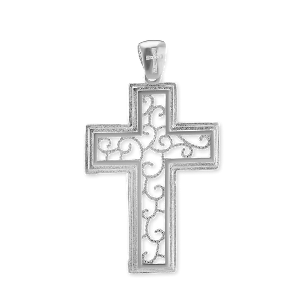 ITI NYC Filigree Scroll Cross Pendant in Sterling Silver