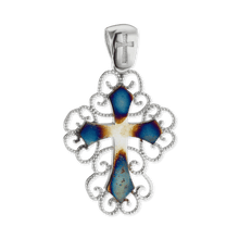 Load image into Gallery viewer, ITI NYC Filigree Cross Pendant with Ember Finish in Sterling Silver
