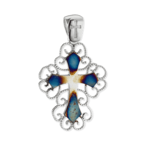 ITI NYC Filigree Cross Pendant with Ember Finish in Sterling Silver