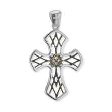 Load image into Gallery viewer, ITI NYC Filigree Cross Pendant with Ember Finish in Sterling Silver
