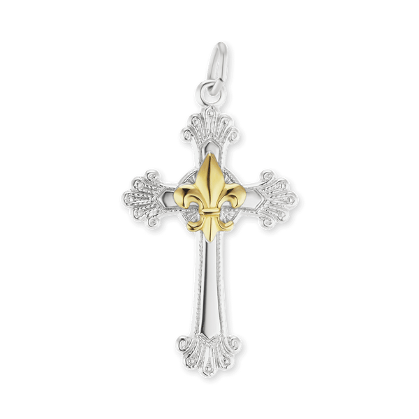 ITI NYC Fleur De Lis Cross Pendant in Sterling Silver