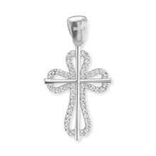 Load image into Gallery viewer, ITI NYC Roman Cross Pendant with Cubic Zirconia in Sterling Silver
