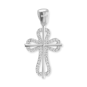 ITI NYC Roman Cross Pendant with Cubic Zirconia in Sterling Silver