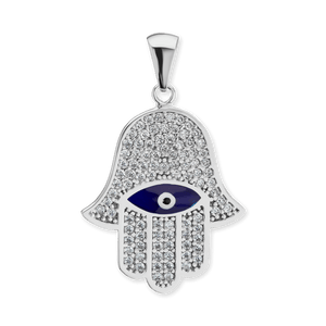 ITI NYC Hamsa Pendant with Evil Eye in Sterling Silver