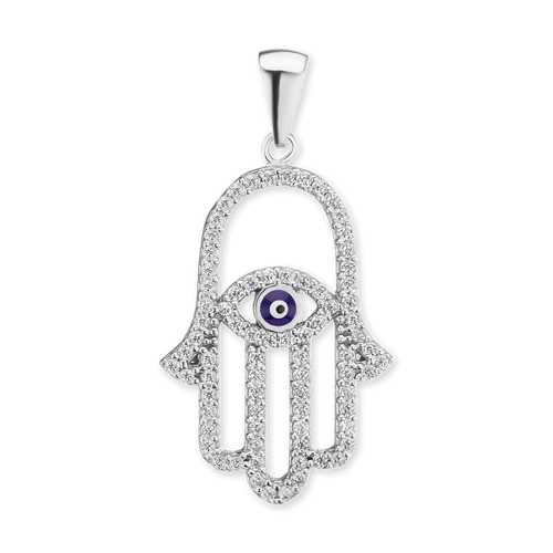 ITI NYC Hamsa Pendant with Evil Eye in Sterling Silver