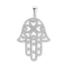 Load image into Gallery viewer, ITI NYC Hamsa Filigree Pendant in Sterling Silver
