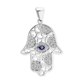 ITI NYC Hamsa Pendant with Evil Eye in Sterling Silver