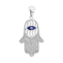 Load image into Gallery viewer, ITI NYC Hamsa Pendant with Evil Eye in Sterling Silver
