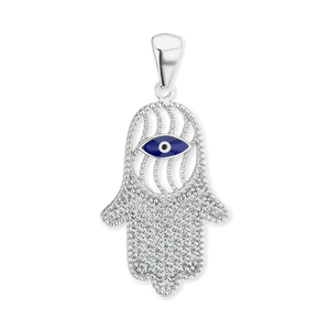 ITI NYC Hamsa Pendant with Evil Eye in Sterling Silver