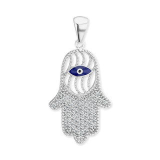 ITI NYC Hamsa Pendant with Evil Eye in Sterling Silver
