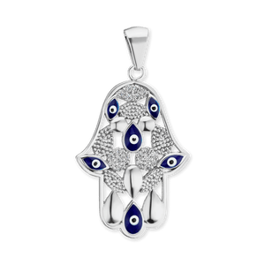 ITI NYC Hamsa Pendant with Evil Eye in Sterling Silver