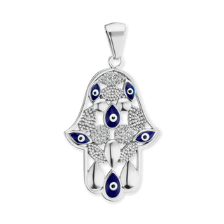 ITI NYC Hamsa Pendant with Evil Eye in Sterling Silver