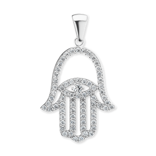 ITI NYC Hamsa Pendant with Evil Eye in Sterling Silver