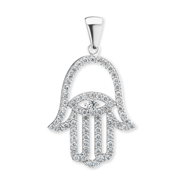 ITI NYC Hamsa Pendant with Evil Eye in Sterling Silver