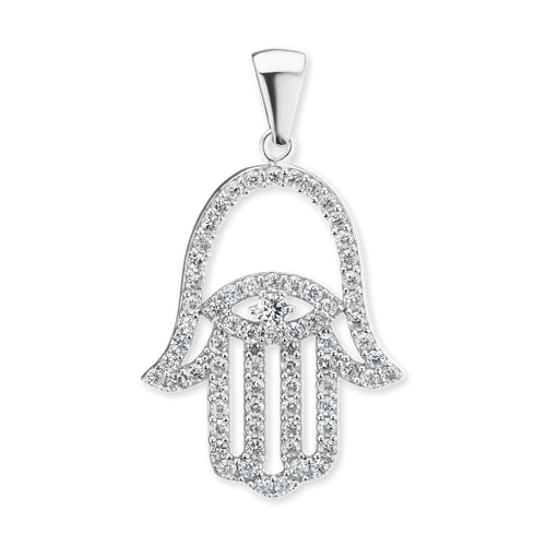 ITI NYC Hamsa Pendant with Evil Eye in Sterling Silver