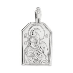 ITI NYC Madonna and Child Byzantine Double-Sided Pendant in Sterling Silver