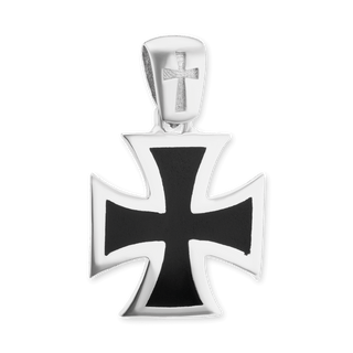 ITI NYC Pattee Cross Pendant Medallion with Black Enamel in Sterling Silver