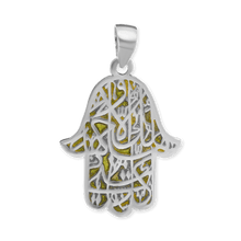 Load image into Gallery viewer, ITI NYC Hamsa Pendant with Green Enamel in Sterling Silver
