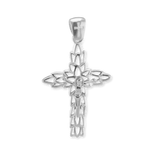 Load image into Gallery viewer, ITI NYC Filigree Olive Leaf Crucifix Pendant in Sterling Silver
