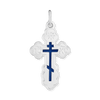 ITI NYC Orthodox Cross Pendant with Blue Enamel in Sterling Silver