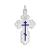 ITI NYC Orthodox Cross Pendant with Blue Enamel in Sterling Silver