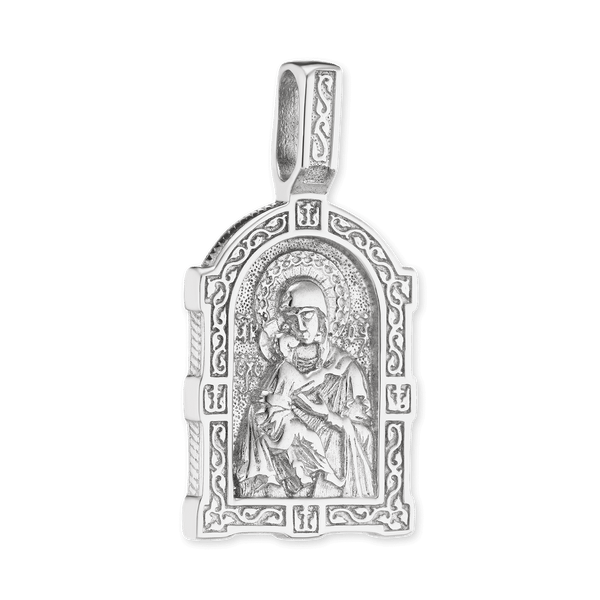ITI NYC Madonna and Child Byzantine Double-Sided Pendant in Sterling Silver