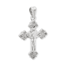 Load image into Gallery viewer, ITI NYC Trefoil Crucifix Pendant in Sterling Silver
