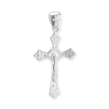 Load image into Gallery viewer, ITI NYC Trefoil Crucifix Pendant in Sterling Silver
