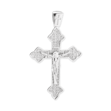 Load image into Gallery viewer, ITI NYC Trefoil Crucifix Pendant in Sterling Silver
