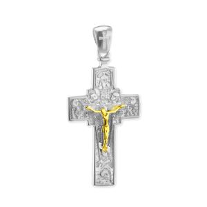 ITI NYC Byzantine Double-Sided Cross and Crucifix Pendant in Sterling Silver