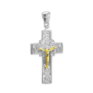 ITI NYC Byzantine Double-Sided Cross and Crucifix Pendant in Sterling Silver